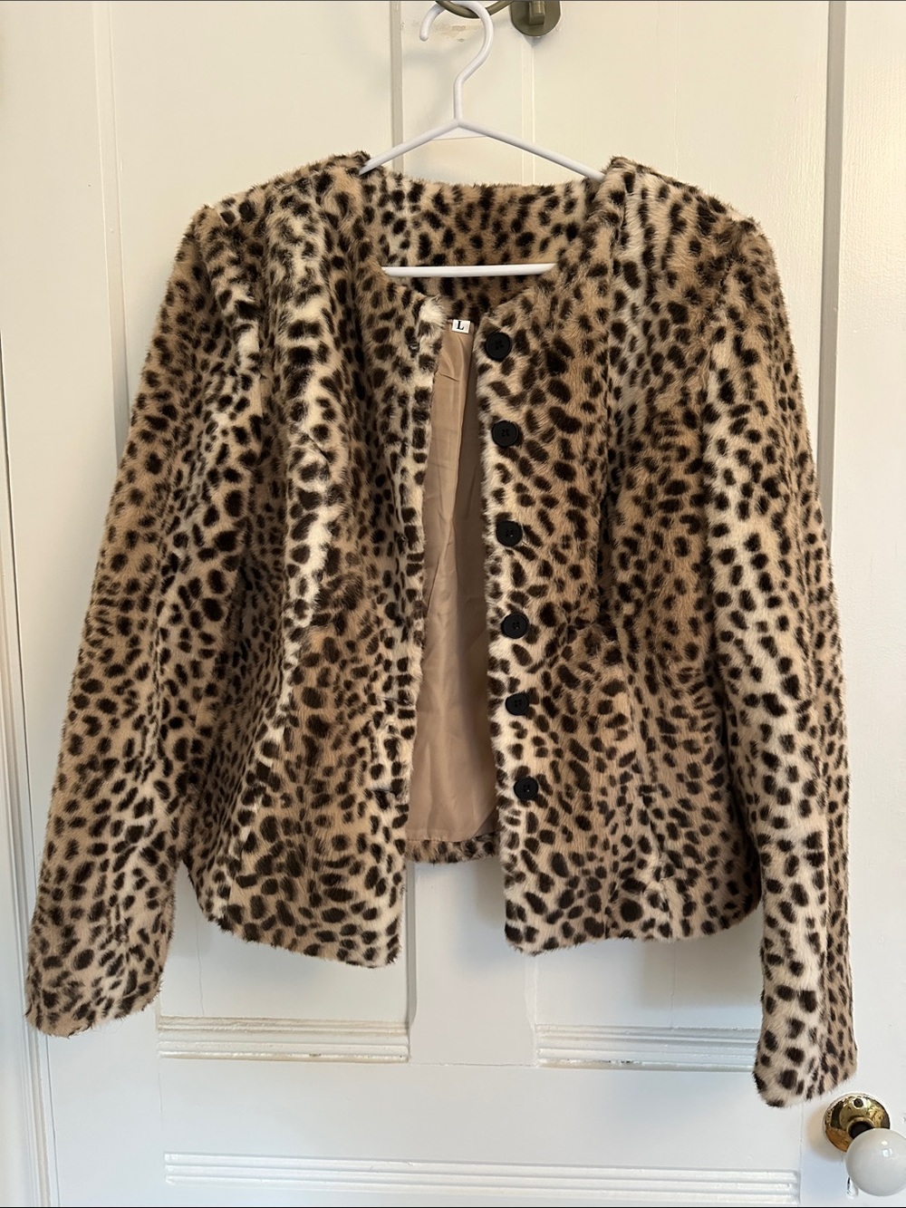 Leopard Print Faux Fur Jacket - Brown/Black